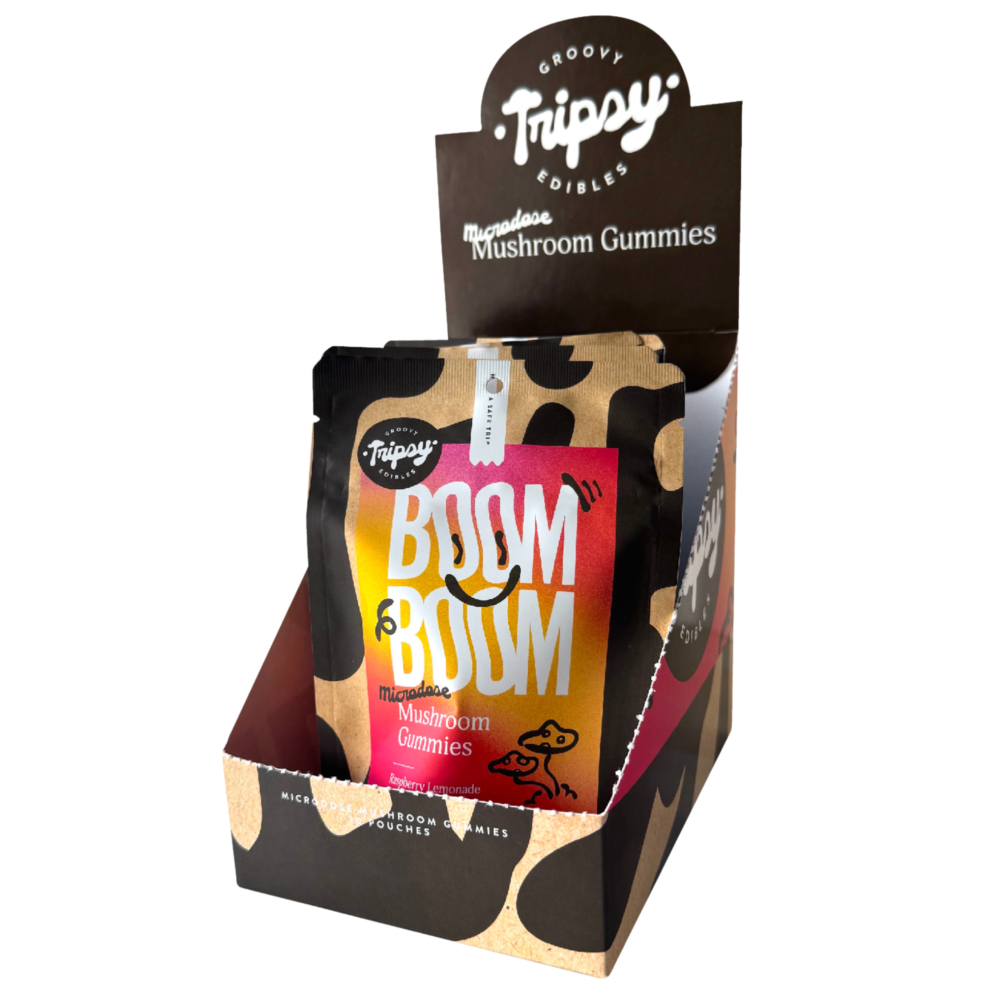 Wholesale - Tripsy BOOM BOOM 10ct. Microdose Mushroom Gummies, Raspberry Lemonade 10ct