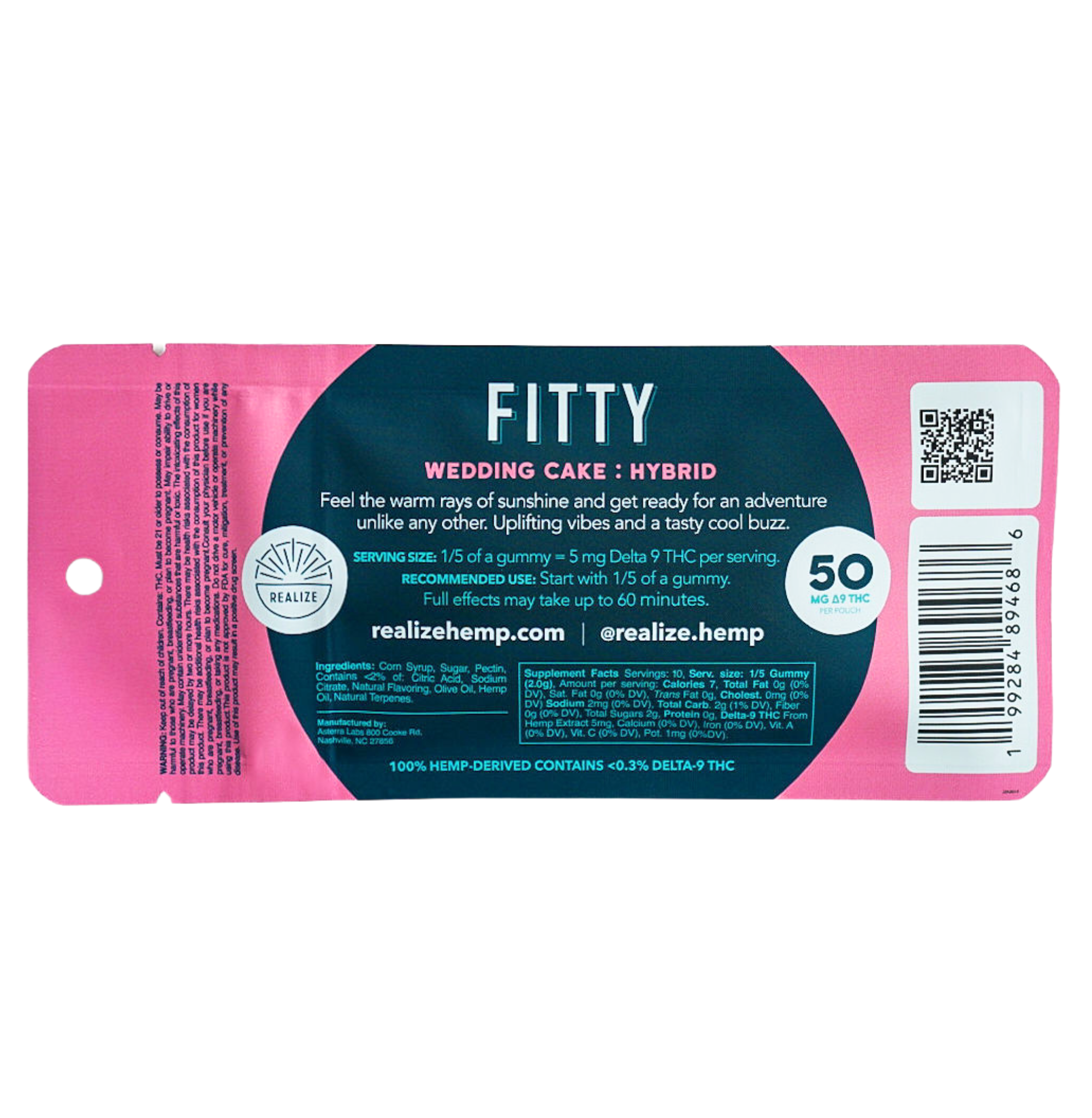 Wholesale - Realize DYE FREE FITTY Gummies, Raspberry Lemonade - Wedding Cake